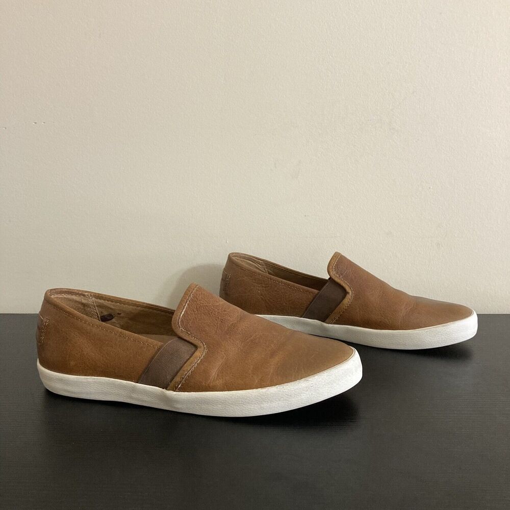 FRYE Dylan Women's Size 8.5 Brown Cognac Fashion Slip On Leather Sneakers Shoes